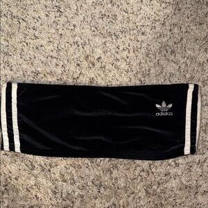 Adidas Black Crop Top with White Stripes